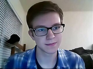 Cute College Twink with glasses wanks boys porn - AI Enhanced