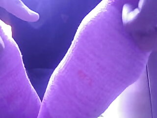 SHOWING MY NEW PINK SOCKS AND TIRED FEET