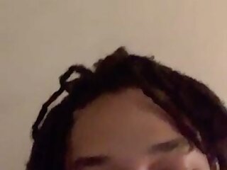Hot black guy shows off big uncut dick on livestream