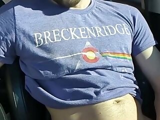 Jerk on a parking lot and swallows his cum