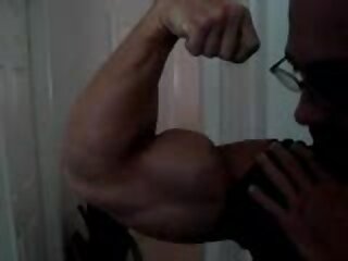 Bicep flexing for a friend