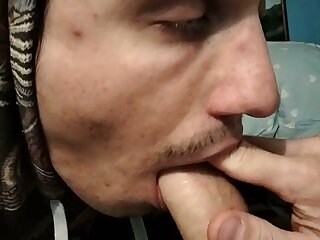 Soldier is gets bj and deep-throat