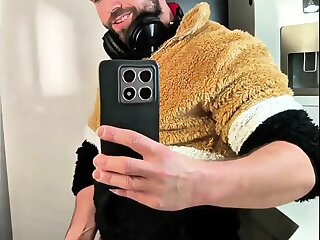 Masturbating in a public toilet