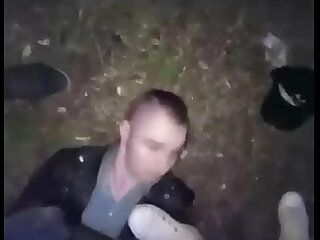 2 Chav guys bully kick spit and piss on guy in leather and jeans