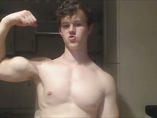 Perfect muscle god showing off his mind-muscle connection