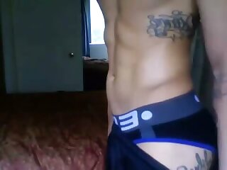 Twerking showing his muscles and booty with his cute underwear,