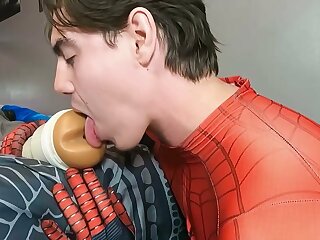 Hot guy in spiderman suits rims fleshlight idk the smiling and eye contacts working on me what can i say