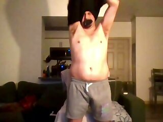 A long term loyal exposure slave of mine, watch him lube himself up, restrain his feet so he shows you his ass hole and jerk of till his master allows him to cum